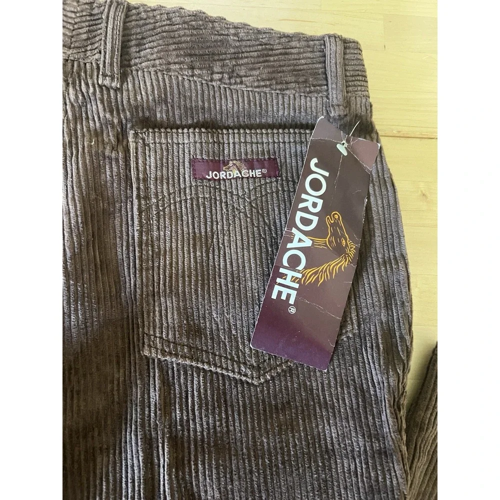 Jordache Vintage Chocolate Brown 100%‎ Cotton Corduroy Pants NWT 33 Long